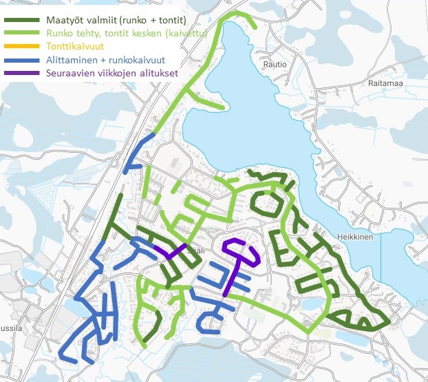 Rakentamisen aikataulu Jäälissä 